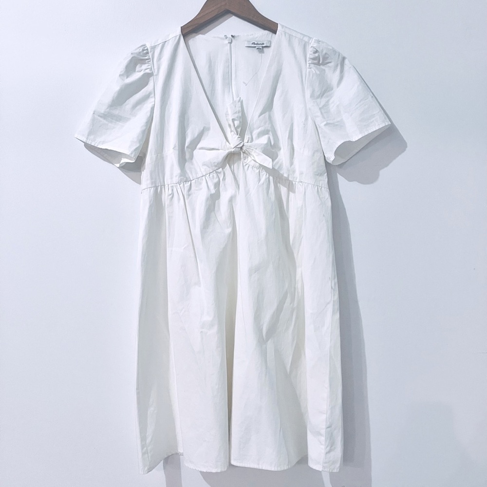 Madewell Creamy White Knot Front Cotton Short Dress | Size 4